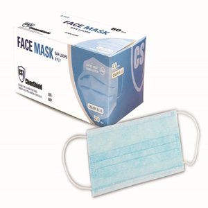 Face Masks, 3ply Ear Loops Blue (50 per Pack)